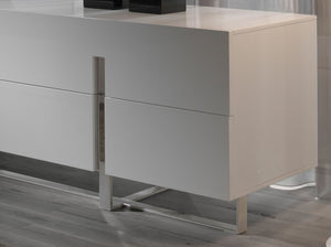 Credenza in legno bianco e acciaio cromato