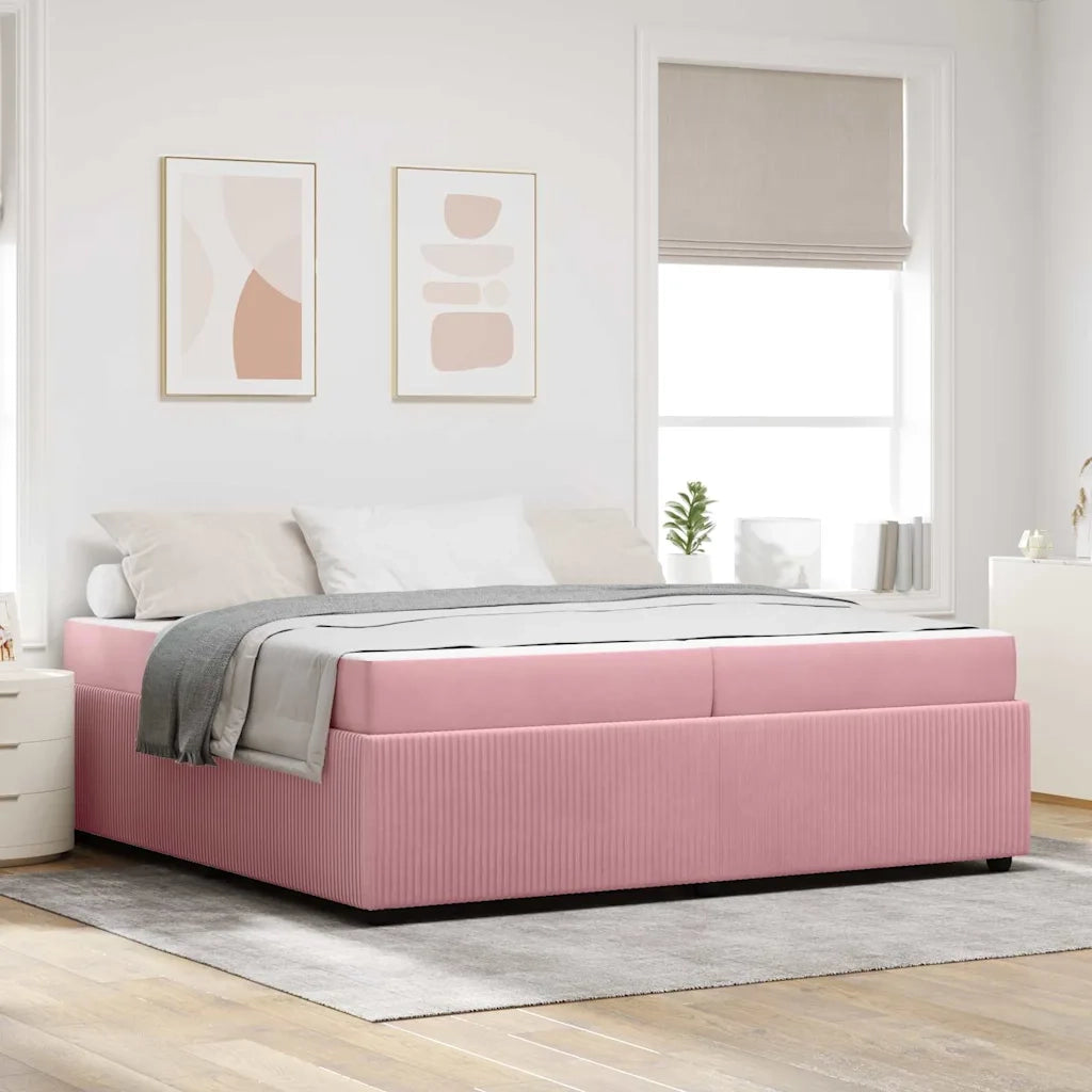 Struttura del letto con materasso Rosa 200 x 200 cm Tessuto 3398443