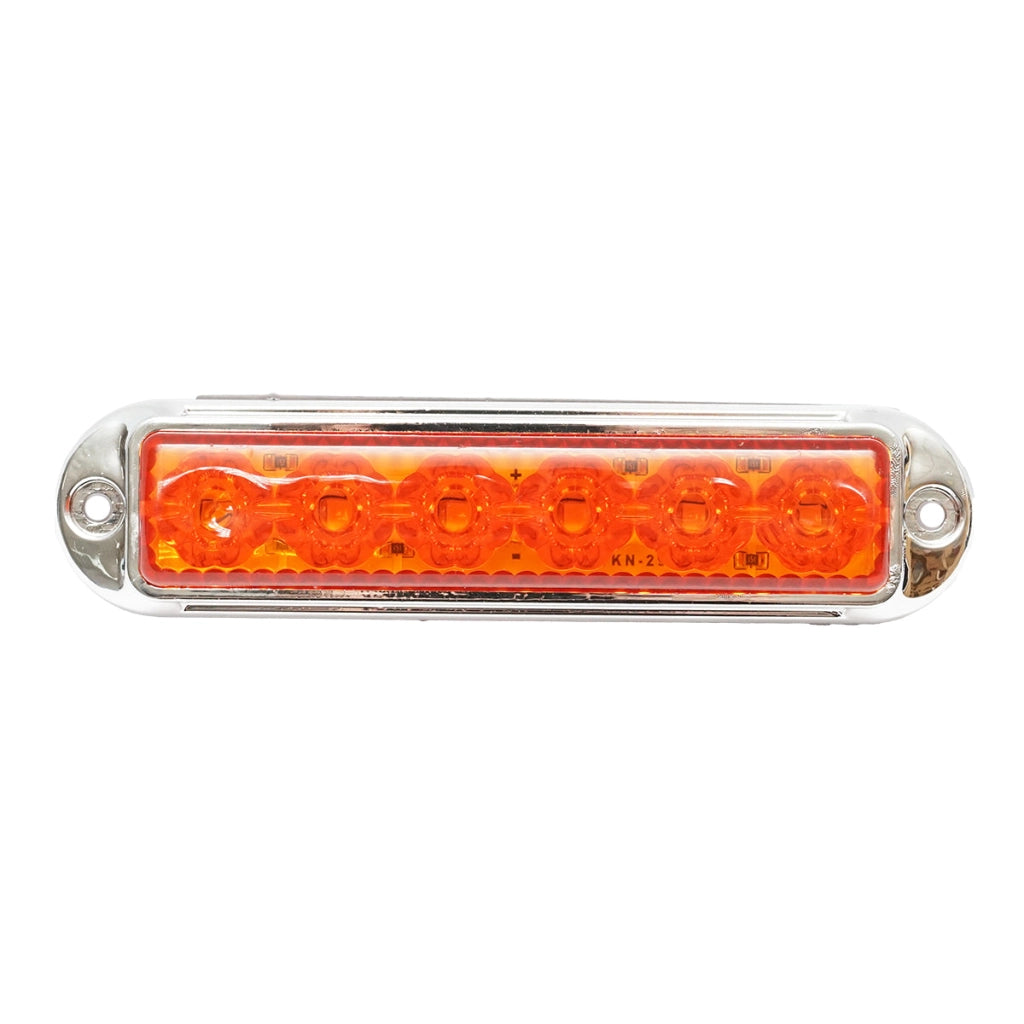 Lampada laterale  LED, gialla, 12V-24V, 155x37 mm, con cornice cromata, Breckner Germany.