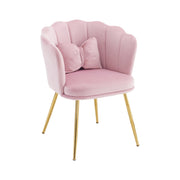 Poltrona in velluto con schienale a petalo e cuscino; per soggiorno; rosa