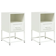 Set di 2 Comodini | Armadio da Notte | Mobiletto da notte Bianchi 36x39x60,5 cm in Acciaio