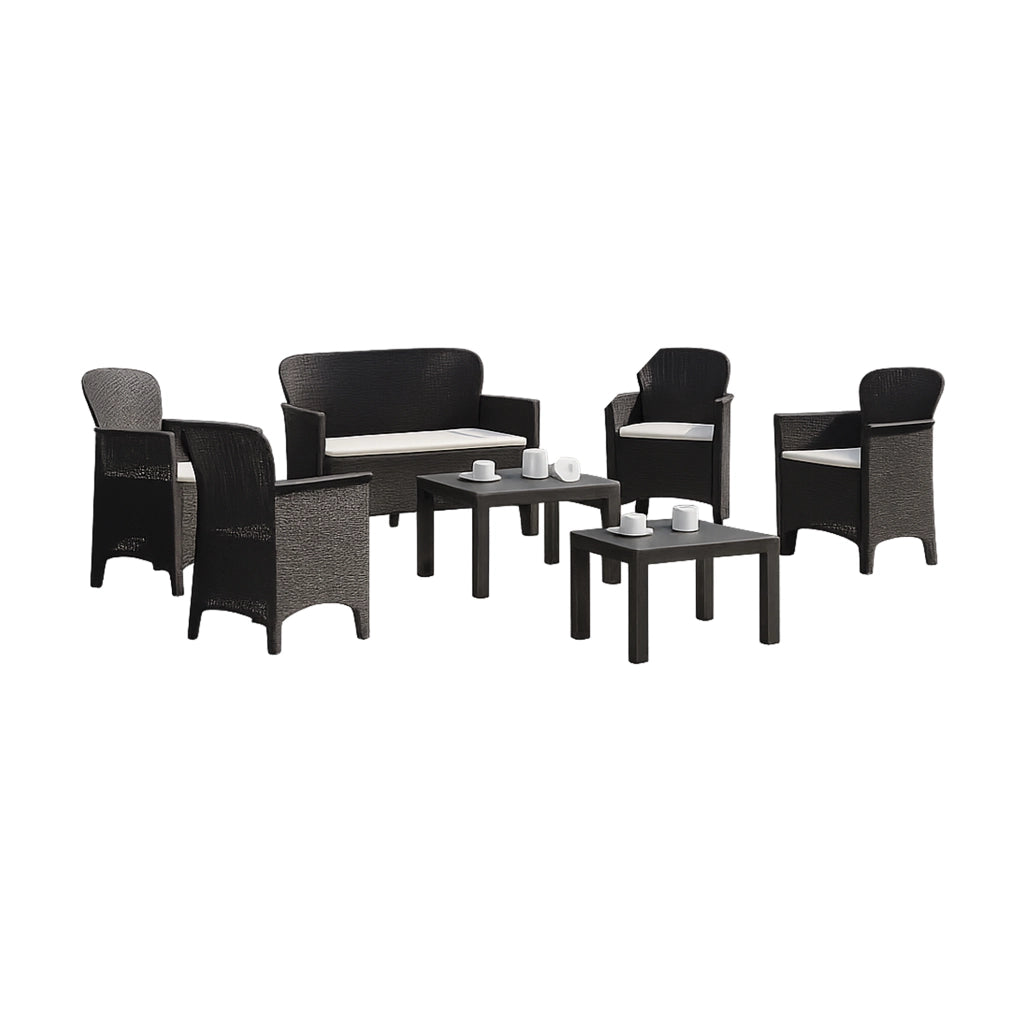 Salottino Outdoor Curno, set Salotto da Esterno 6 Posti Made in Italy, Nero Antracite