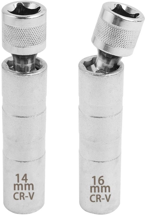 Set di chiavi a candela 2 pezzi - 14mm/16mm - Tappi a candela magnetici - Acciaio inox Cr-V - Funzione di rotazione flessibile - Per la riparazione dell'auto - Tappo a candela