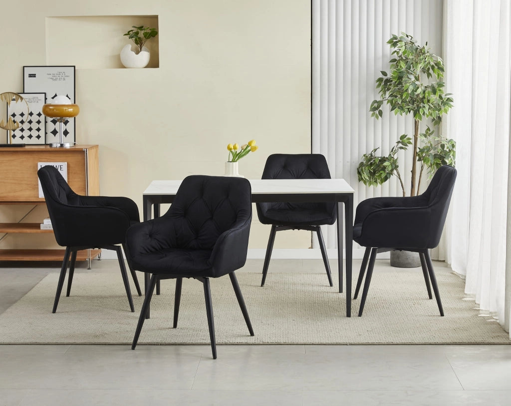 Sedia girevole in velluto VALORA LUKK360 - Nero x 2