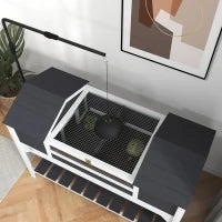 Casa per tartarughe terrestri da esterno recinto tartarughe 2 tane supporto della lampada regolabile legno massello 122 x 56,5 x 93 cm grigio