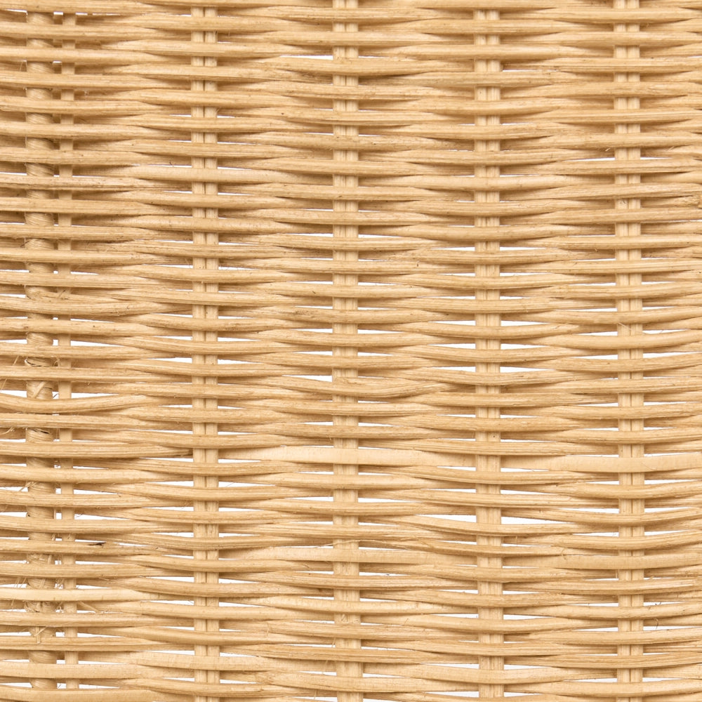 Set di 2 sedie da pranzo con seduta e schienale in rattan naturale e gambe in ferro, senza braccioli, in stile industriale boho