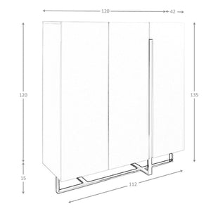 Credenza alta in legno bianco e acciaio cromato
