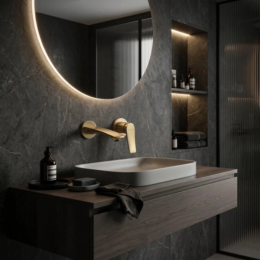 Miscelatore Lavabo Da Incasso Rea Vision Brush Gold + Box