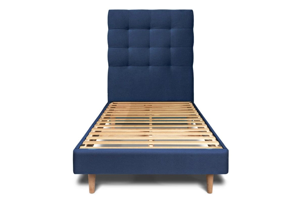 Letto 90x200 cm con testata imbottita - Tessuto velluto
