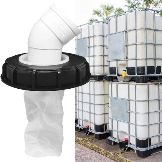 Tappo per IBC con angolo di 45°, filtro per acqua di pioggia in nylon per contenitori IBC da 1.000 litri, filtro rimovibile con facile pulizia