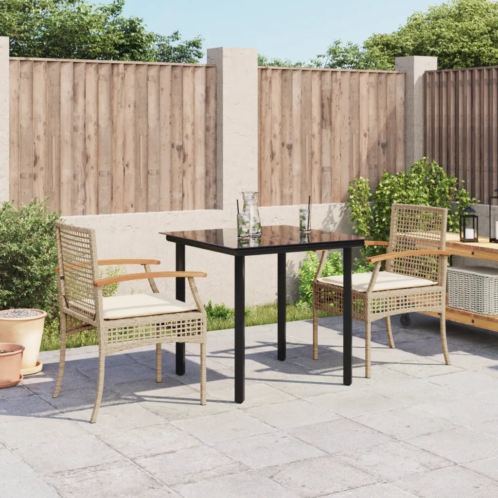 Set da Pranzo da Giardino 3 pz con Cuscini Beige in Polyrattancod mxl 113393