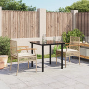 Set da Pranzo da Giardino 3 pz con Cuscini Beige in Polyrattancod mxl 113393