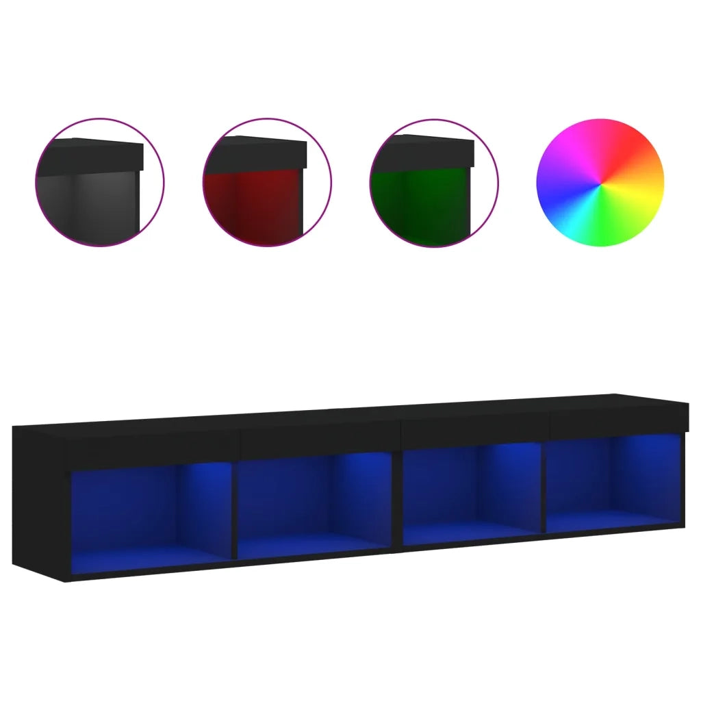 Mobili Porta TV con Luci LED 2 pz Neri 80x30x30 cm 837144