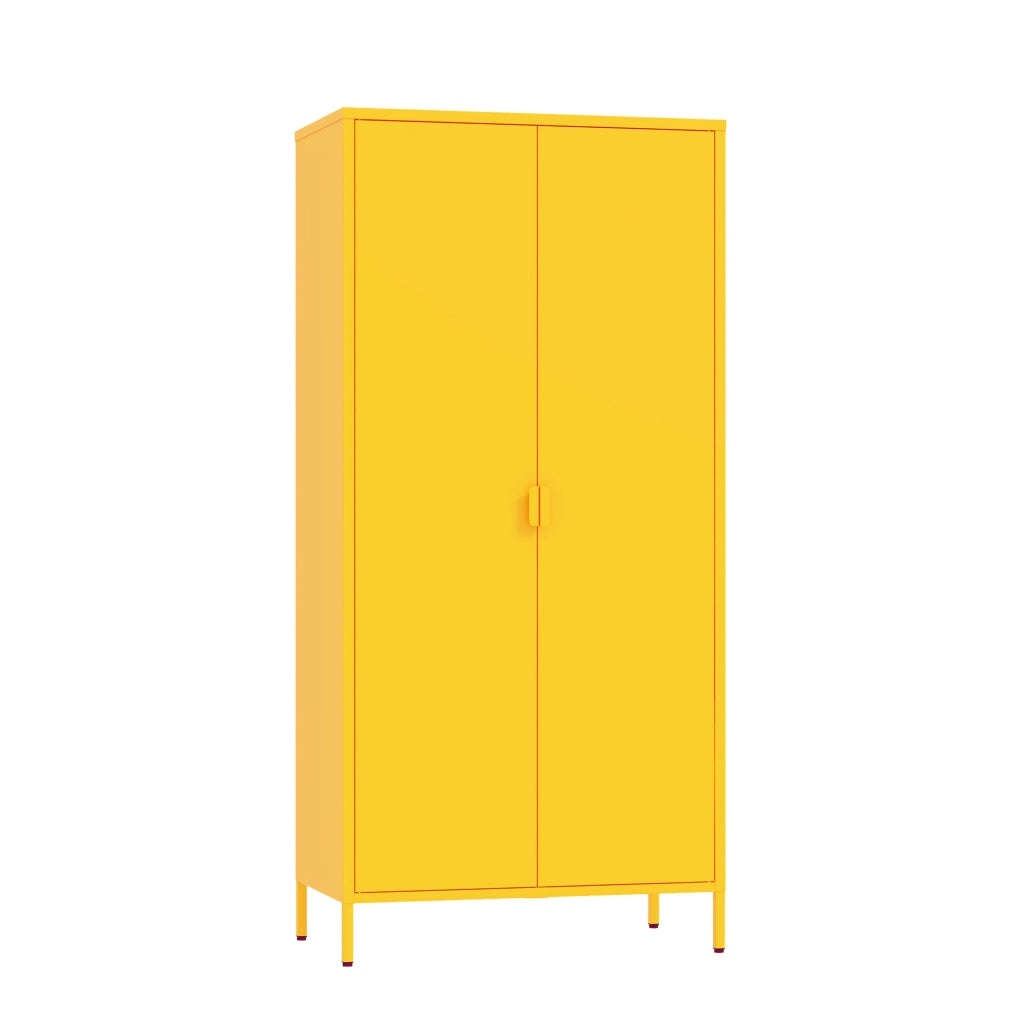 Armadio Guradaroba Esteli in Acciaio a 2 Ante con 2 Barre Appendiabiti e 4 Ripiani 170 x 80 x 45 cm - Giallo [en.casa]