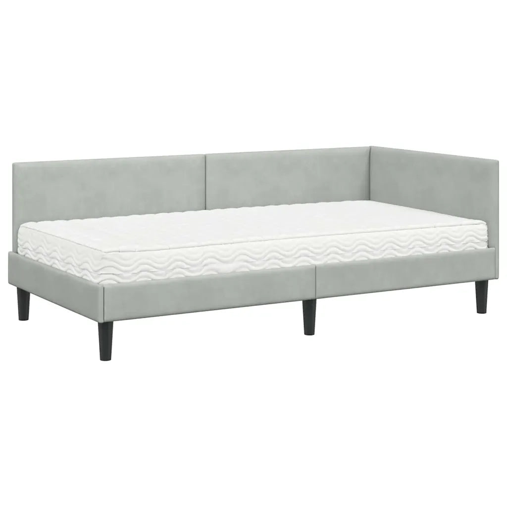 Struttura Letto Angolare con Materasso 2 pcs Grigio chiaro
