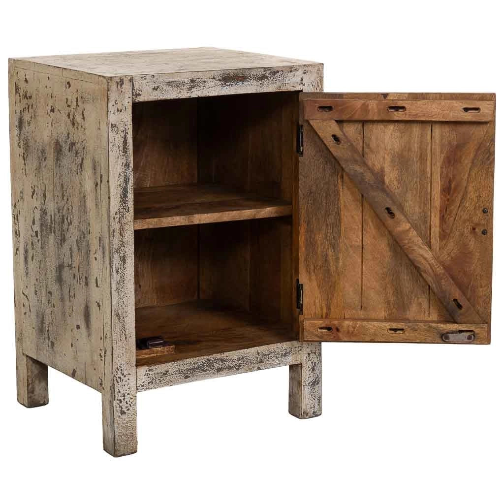 Comodino in legno fatto a mano, Beige, 45x35x60h cm
