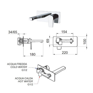 Miscelatore da parete per lavabo serie dream