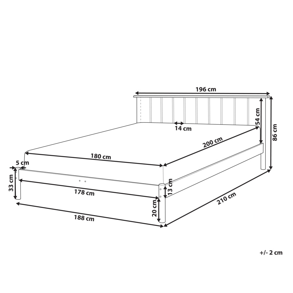 Letto in legno di pino chiaro 180 x 200 cm con testiera a doghe in stile rustico minimalista