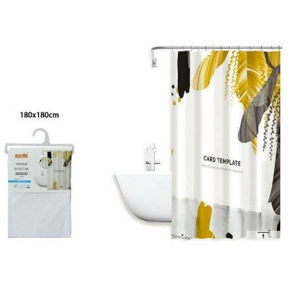 Trade Shop - Tenda Doccia Antimuffa Card Template Impermeabile 180 X 180cm Anelli Bagno 79215 -