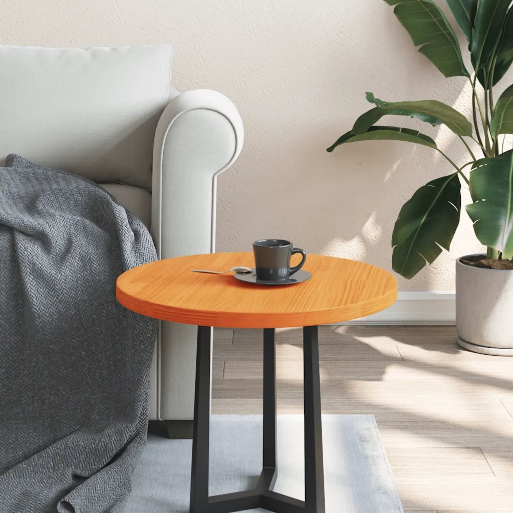 Piano Tavolo Rotondo Marrone Cera Ã˜50x2,5cm Legno Massello Pino