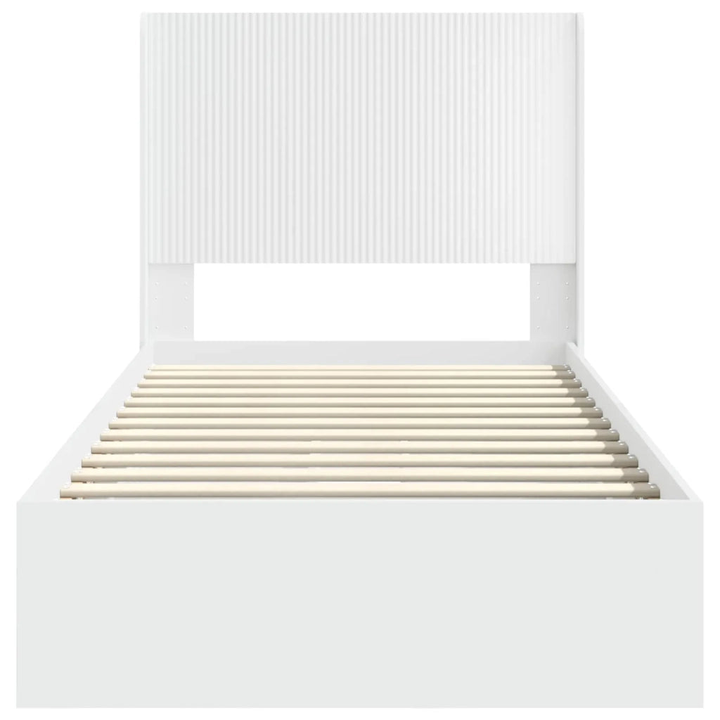 Struttura del letto con stoccaggio e testata-Giroletto con contenitore Bianco 75 x 190 cm 662711