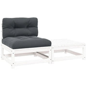 Set Divani da Giardino 2 pz Cuscini Bianchi Massello di Pinocod mxl 71997