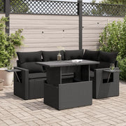 vidaXL Set Divani da Giardino 5 pz con Cuscini in Polyrattan Nero