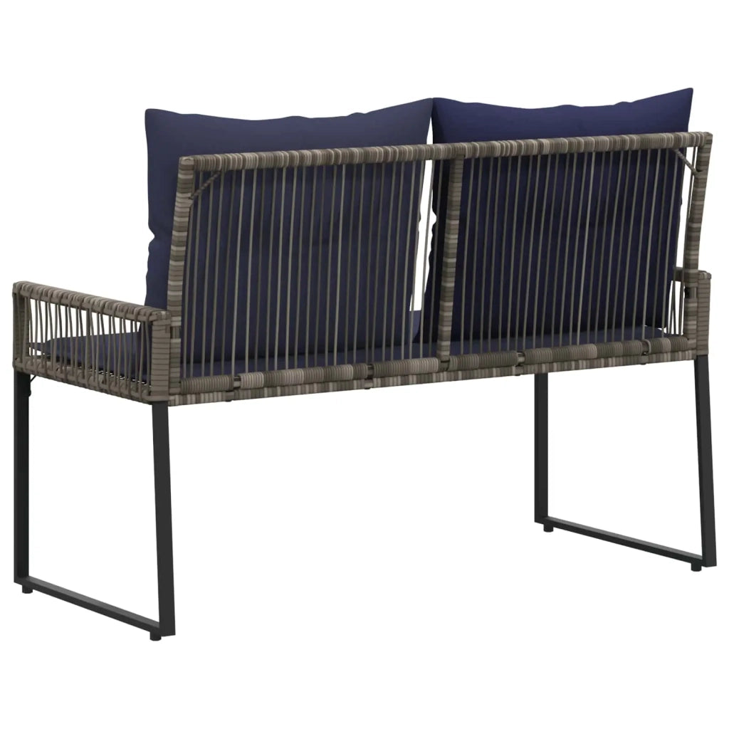 Panchina da esterno 4 pcs Grigio e Blu Navy polyrattan