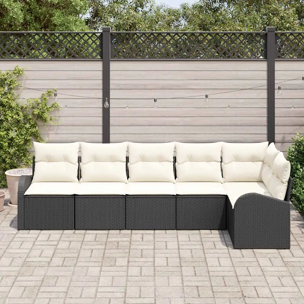 Set Divano da Giardino 6 pcs Nero e Bianco polyrattan 3354726