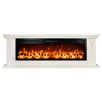 Camino Elettrico da Pavimento 60x170x27 cm Effetto Fiamma 1500W Pandora & Tanzania Panna