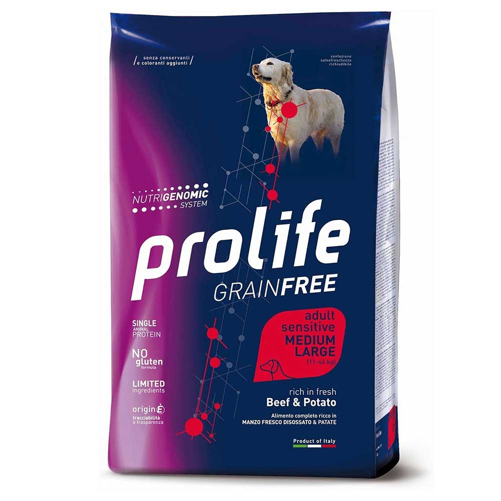 Prolife Dog Grainfree Sensitive Adult Medium Large Manzo e Patate 10kg