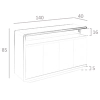 Credenza legno bianco e base in acciaio cromato