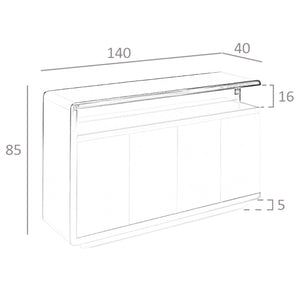 Credenza legno bianco e base in acciaio cromato
