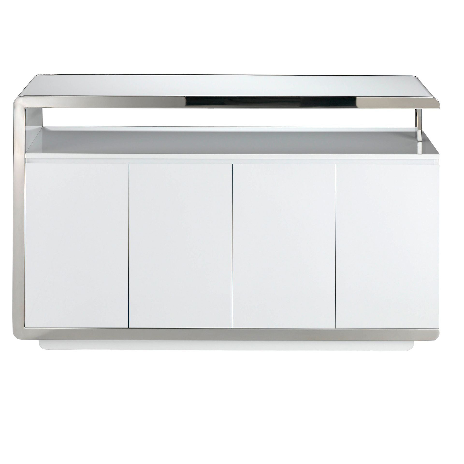 Credenza legno bianco e base in acciaio cromato