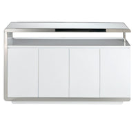 Credenza legno bianco e base in acciaio cromato