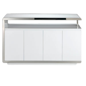 Credenza legno bianco e base in acciaio cromato