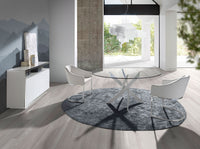 Credenza legno bianco e base in acciaio cromato