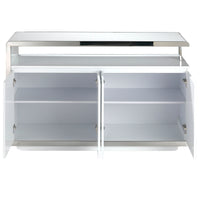 Credenza legno bianco e base in acciaio cromato