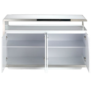 Credenza legno bianco e base in acciaio cromato