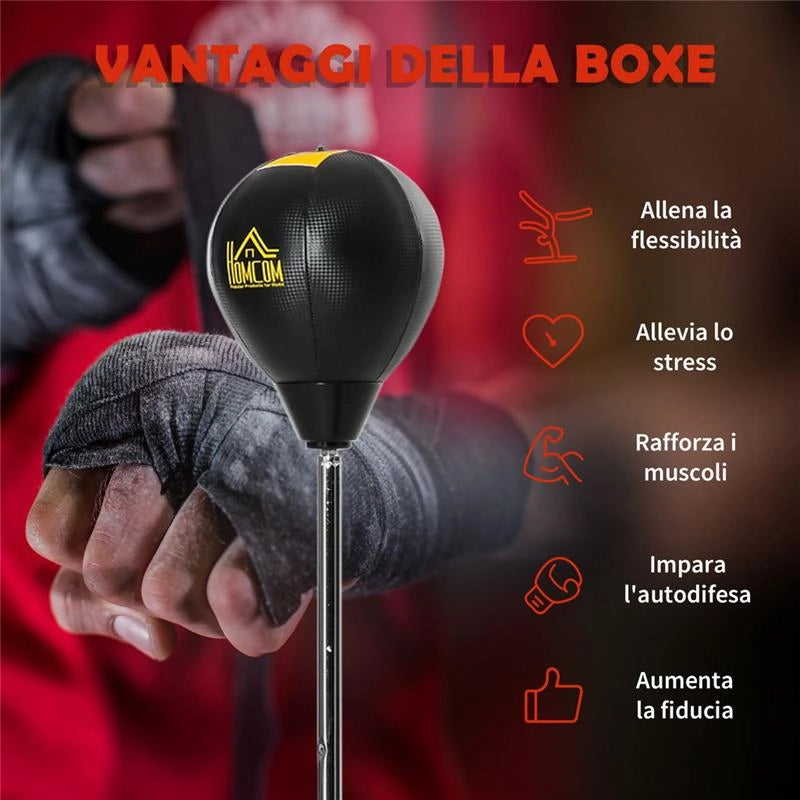 SACCO DA BOXE AD ALTEZZA REGOLABILE IN PE E METALLO CON  GUANTI INCLUSI