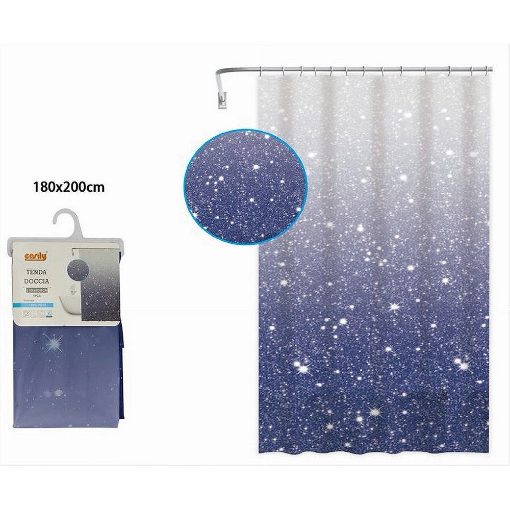 Trade Shop - Tenda Per Doccia Vasca Da Bagno Galassia Impermeabile 180x200cm Con Anelli 79218 -