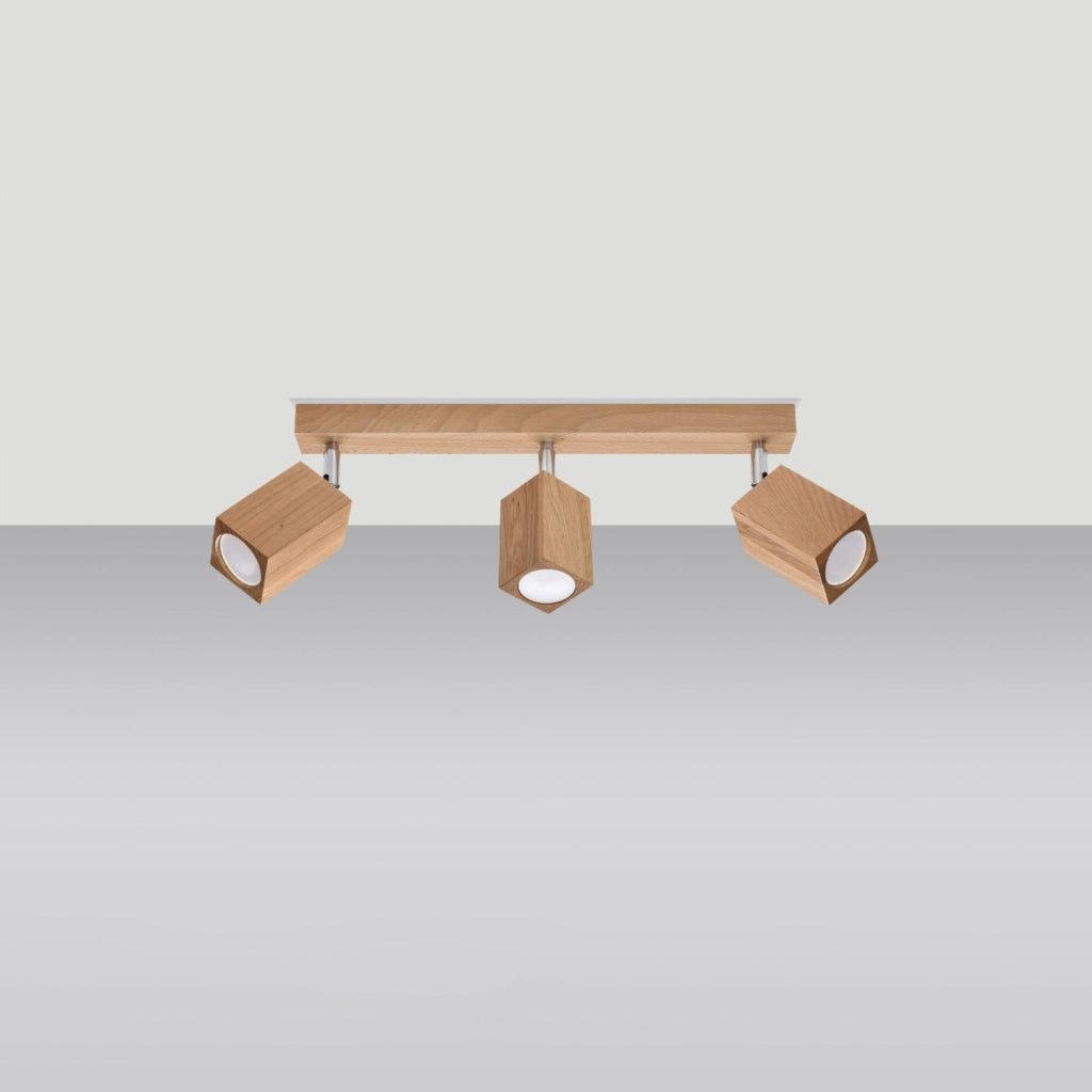 Plafoniera BAMBU 3 faretti rovere scuro cromato GU10