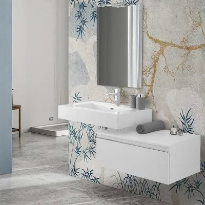 Cassettone sospeso bagno 80 cm bianco lucido  Iside