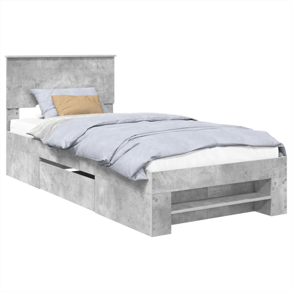 Struttura del letto con testiera Grigio cemento 80 x 200 cm