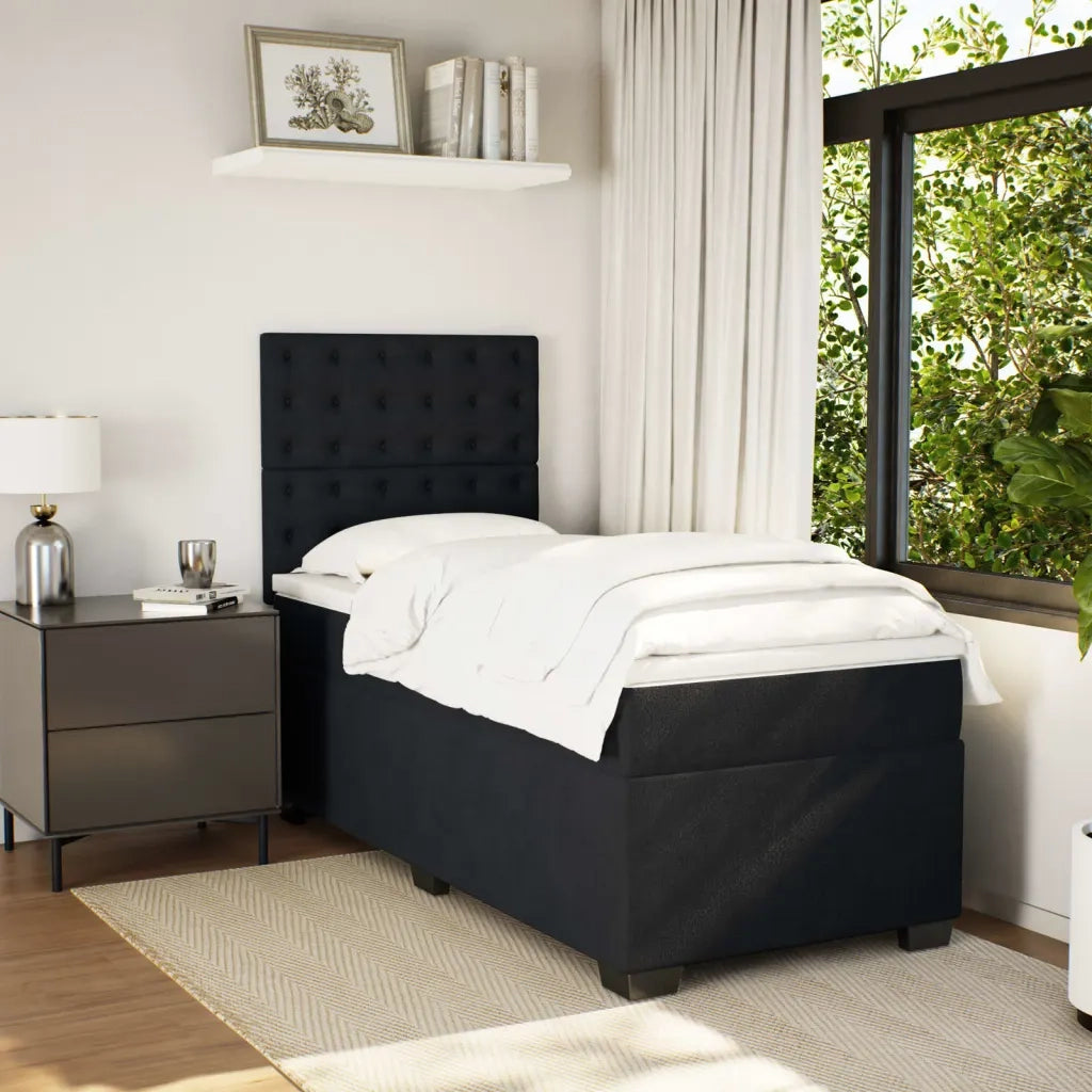 Giroletto a Molle con Materasso Nero 90x200 cm in Velluto 3290824