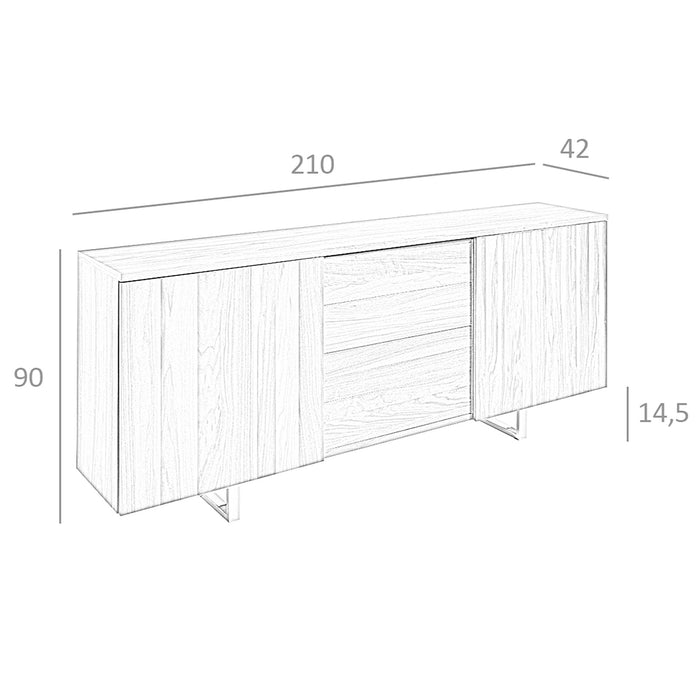 Credenza noce e acciaio cromato