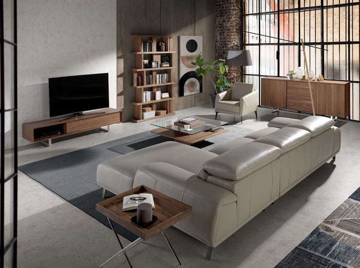 Credenza noce e acciaio cromato