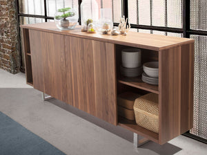Credenza noce e acciaio cromato