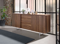 Credenza noce e acciaio cromato