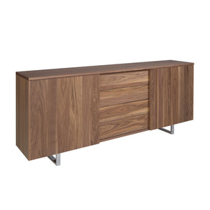 Credenza noce e acciaio cromato